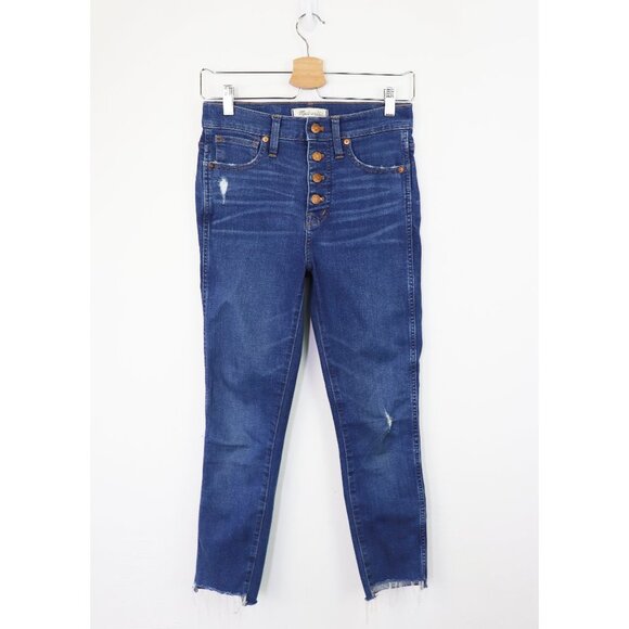 Madewell 10" High-Rise Skinny Jeans Exposed Button Front Cotton Denim Hanna Wash - Picture 4 of 10